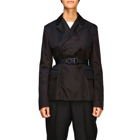 prada studded jacket|prada women's double breasted jackets.